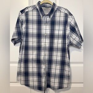 Eddie Bauer Navy and White Checkered Shirt